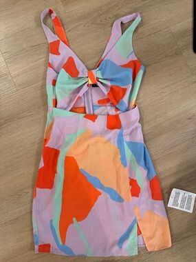 ASOS Petite Multicolor Abstract Print Cutout mini Dress